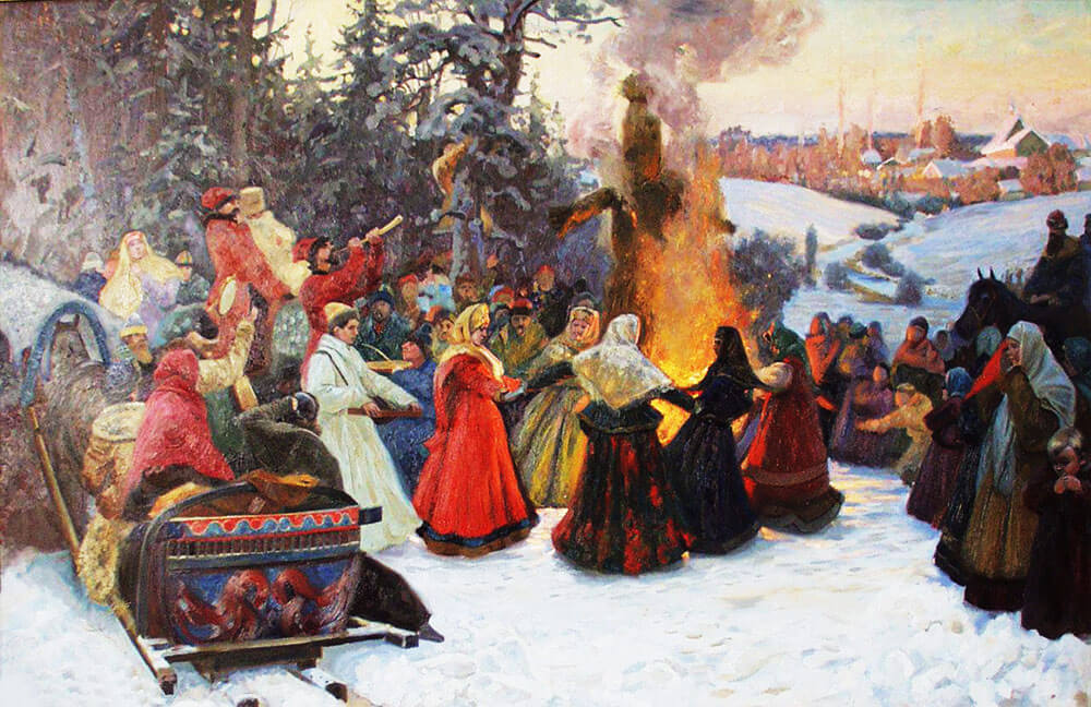 картина сжигание чучела на масленицу